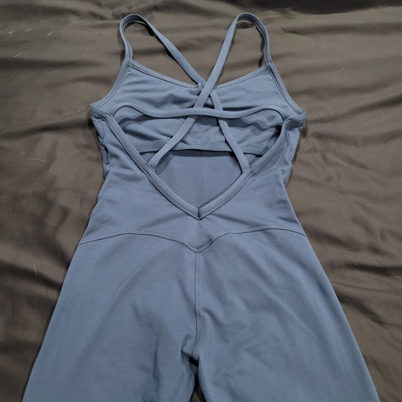 Bombshell sportswear sculpted bodysuit one piece denim Navy blue md - Picture 4 of 6